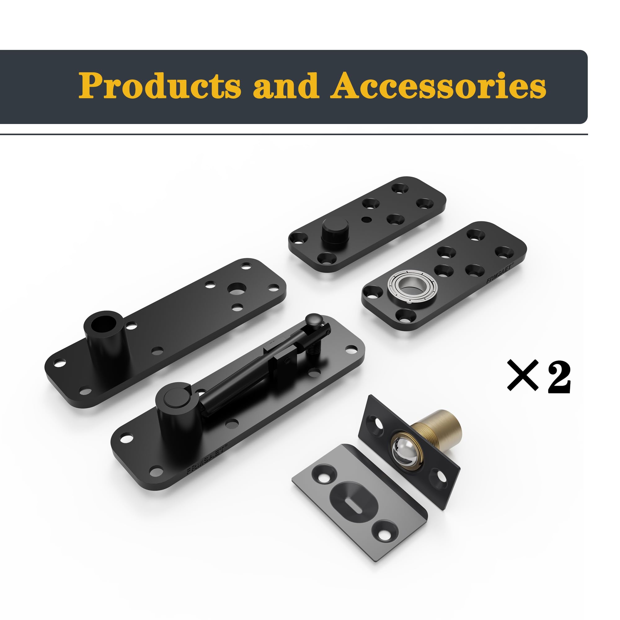 RMSAET Sistema de bisagras pivotantes para puertas ocultas Rotación de 360 grados Bisagras invisibles de madera para puertas instaladas en el eje,paquete de 2 (pequeño, negro)