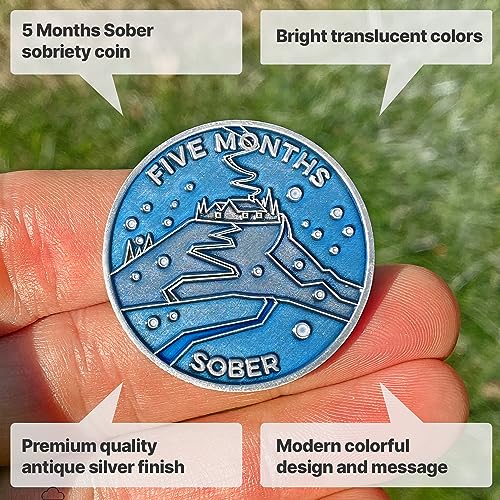 Image of The Achieve Mint 5 Months Sober Token | Five Month Sobriety Chip | Non-AA, Non-Religious Medallions for Men and Women Celebrating Sobriety