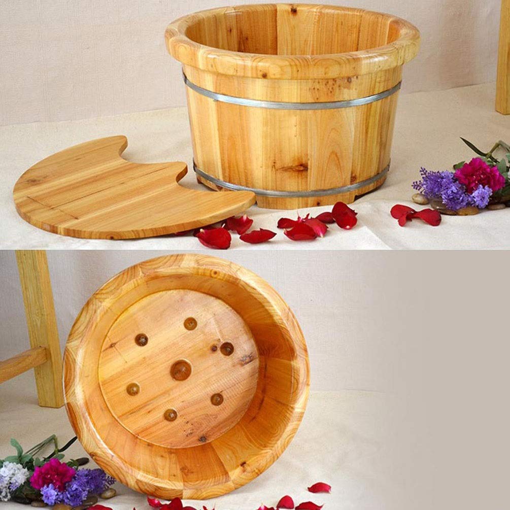 Drewniane wiadro do kąpieli stóp Relax Pedicure Kąpiel stóp, Spa stóp i nóg dla dorosłych, Drewniane wiadro do sauny, Spa do masażu stóp dla domu, Duża wanna z hydromasażem do stóp Bardzo łatwy w