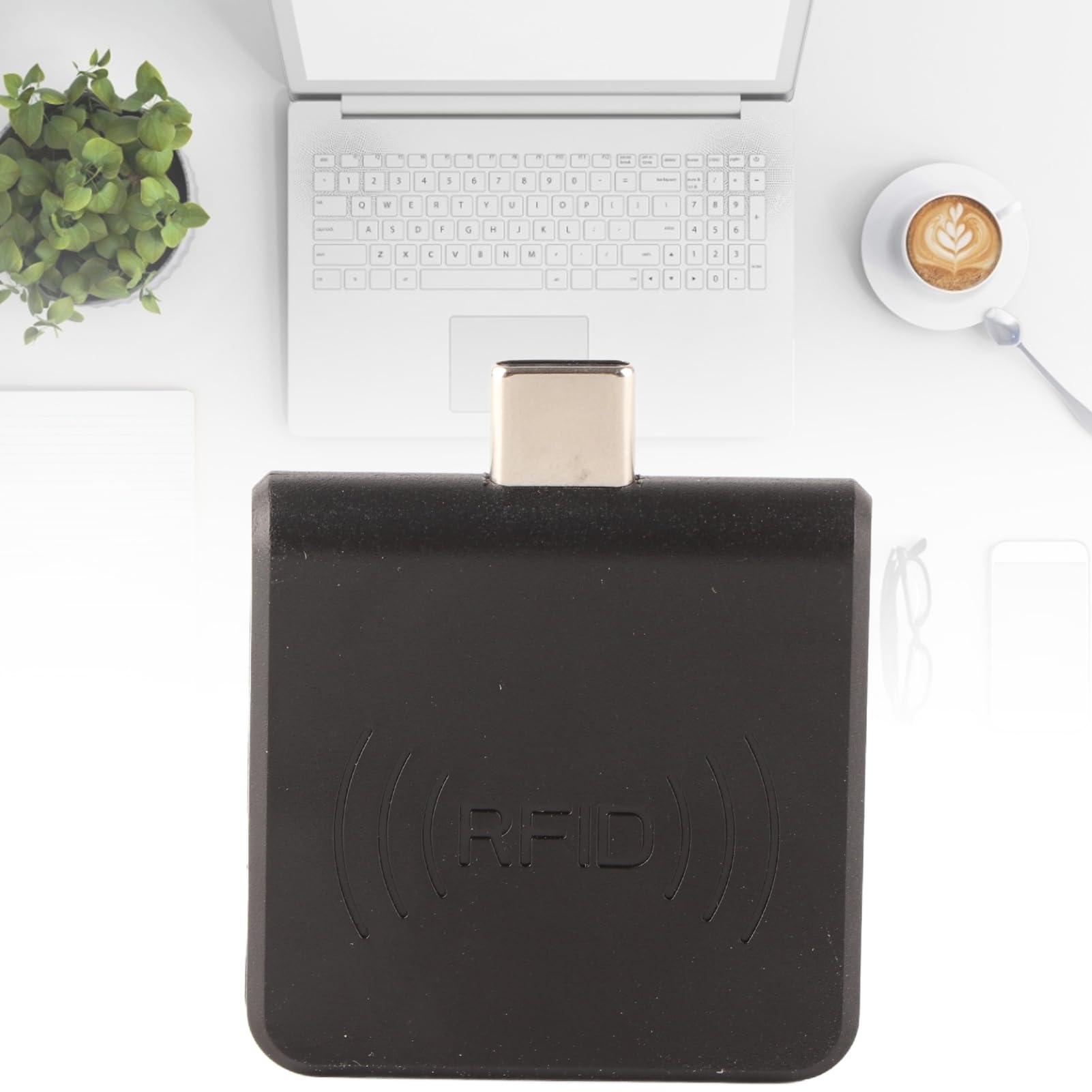 Lector de Tarjetas Portátil USB, Teléfono Móvil OTG Interfaz Micro USB UHF RFID Escritor de Mano para Computadora (Negro)