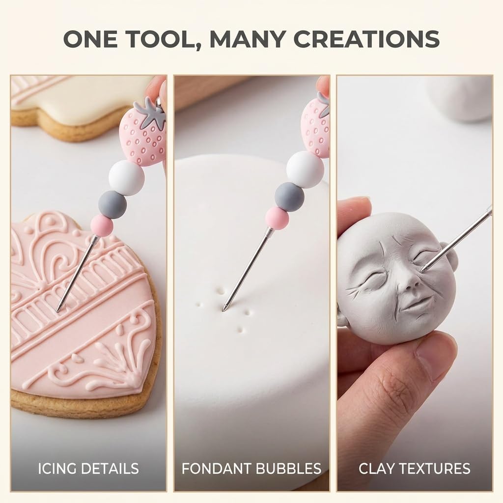 1 aguja profesional rosa para repostería, herramienta para repostería profesional, para galletas y galletas, fresas, azúcar, herramienta para repostería profesional