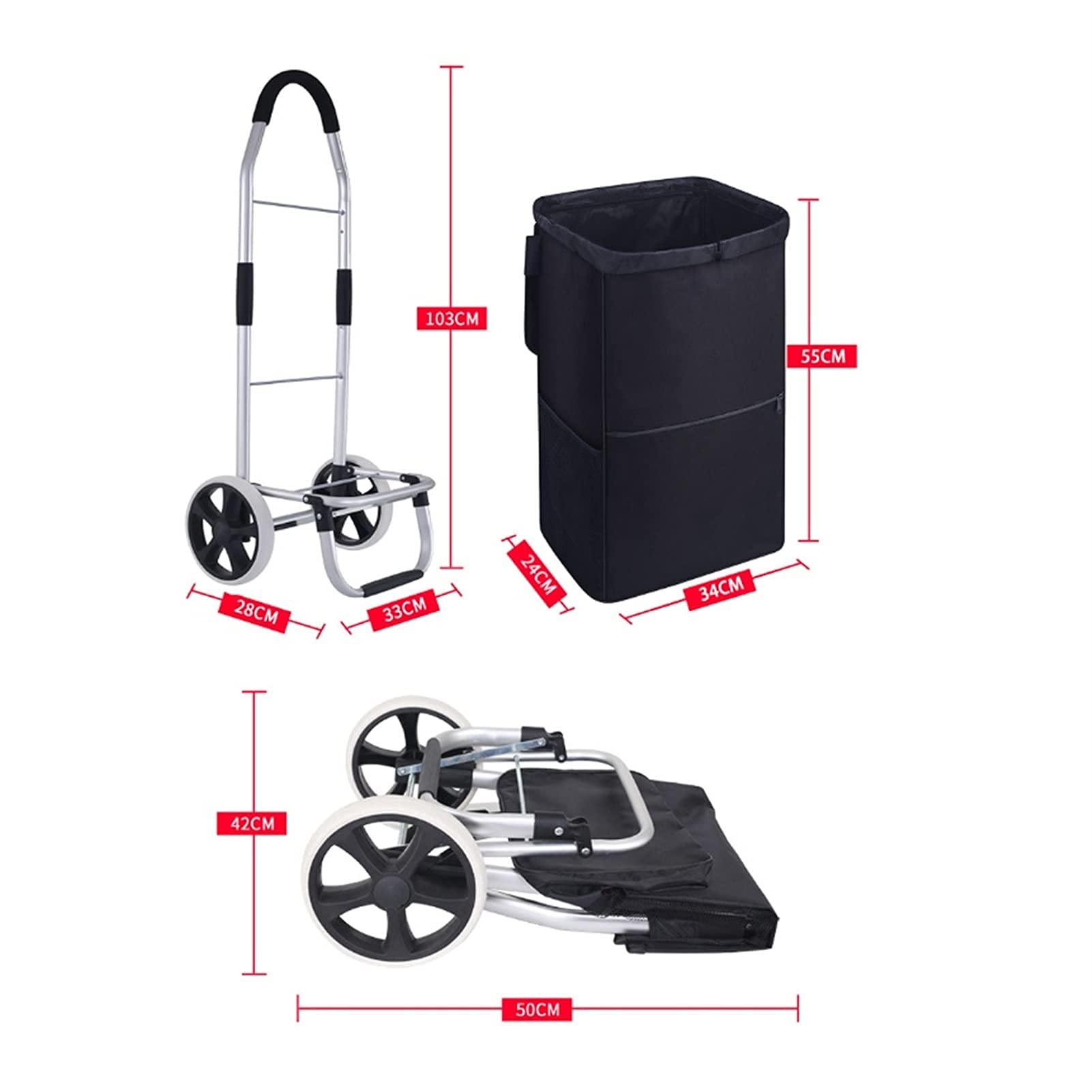 Carro portaherramientas Ruedas Carrito Plegable Subir escaleras Remolque Equipaje de aleación Aluminio Ruedas la Compra