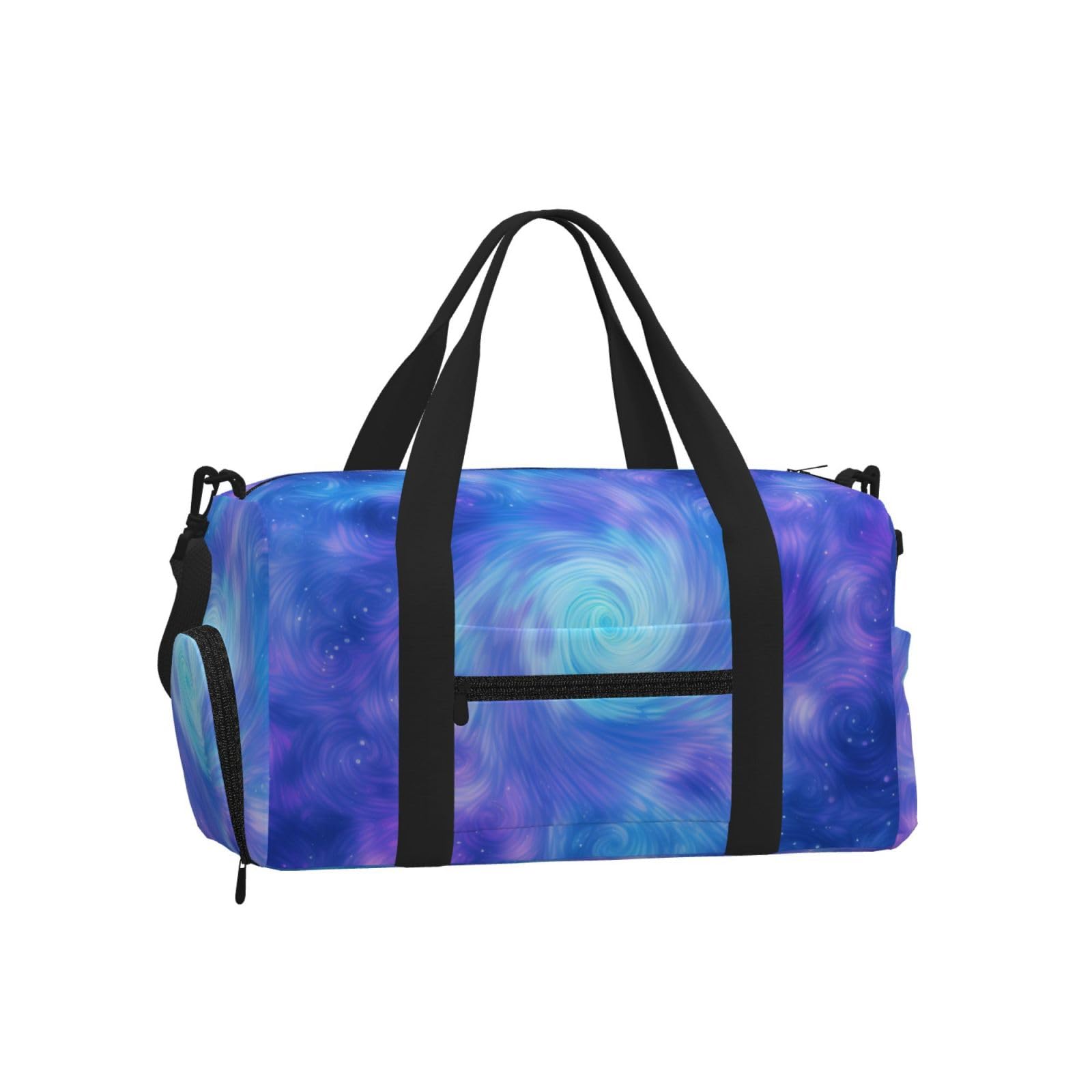 Entemne Blue Purple Halo Swirl Art Painting Sports Gym Bag with Shoe Compartment Women Men Travel Bag Lightweight Water-Resistant Weekend Overnight Carry On Luggage