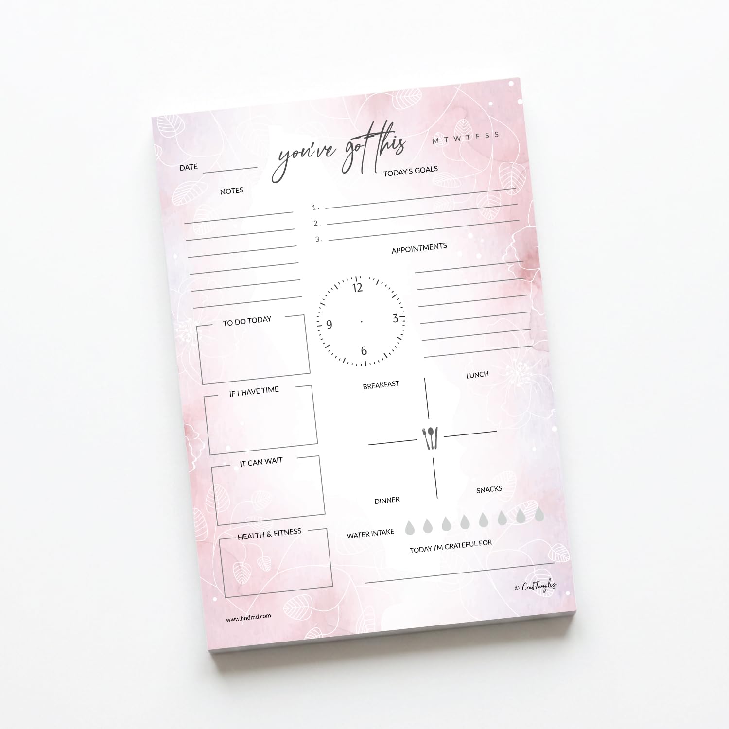 CrafTangles A4 Daily Planner PAD - Abstract Flowers, Soft back Desk Planner Notepad, 50 Undated Tear-Off Sheets, Track Productivity, Goals, Tasks (CTPlanAF-Daily) 3