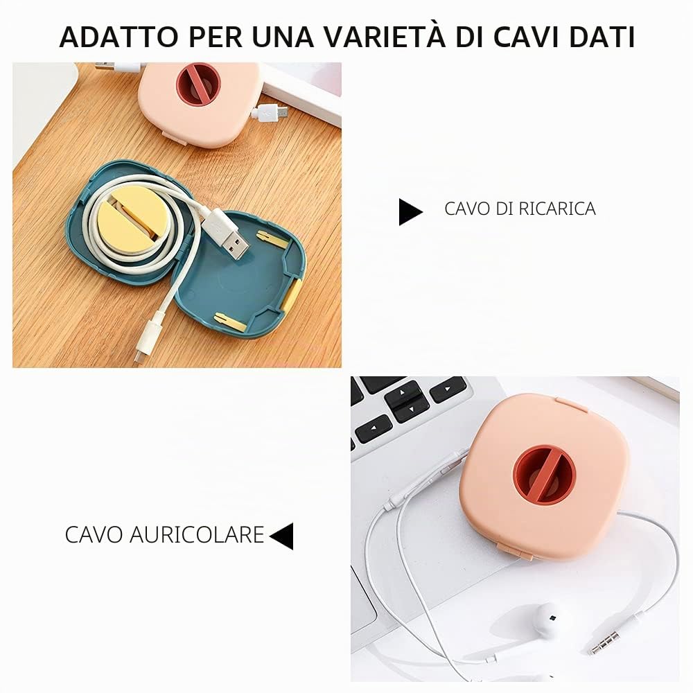 SITAKE Set di 3 Avvolgicavo Estensibili, Portatile Gestione dei Cavi Retrattili per Auricolar Cavo di Ricarica Cable Supporto Girevole Organizer per cavi USB piccoli accessori (3 pezzi quadrati)