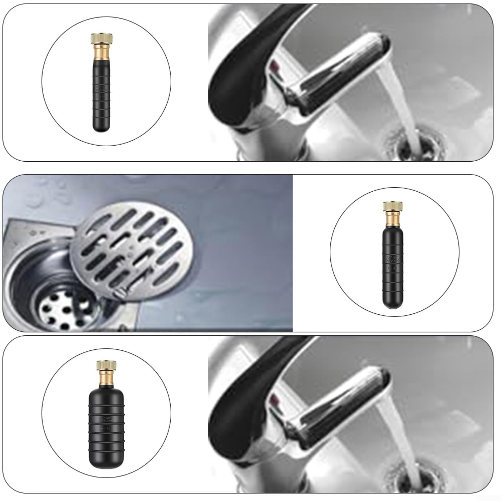 Juego de 3 piezas de goma para limpieza de tuberías de 1 a 6 pulgadas, desatascador de alta presión para cocina, baño, ducha, piscina, liberación rápida de obstrucciones