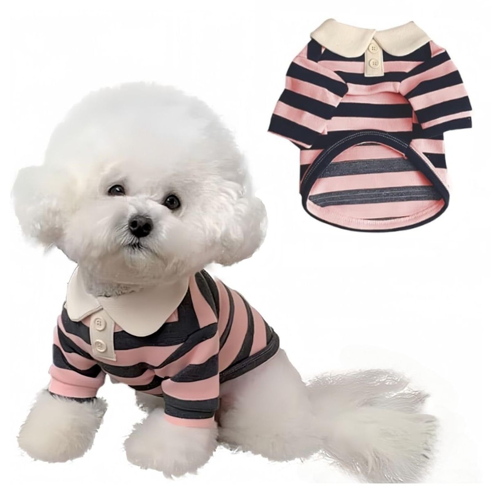 MANON ROSA Dog Clothes, Designer Boy Polo Shirt for Small Medium Dogs, Soft Puppy Outfit, Breathable Male Yorkie Chihuahua Shih Tzu Poodle Kitten Cat