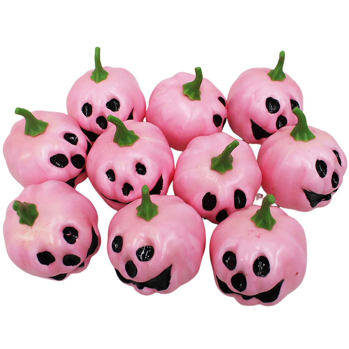 Shifanqi 10Pcs Small Pink Ghost Face 10Pcs Small Artificial Pumpkins, Fall Fake Foam Pumpkin Decor, Autumn Decorations For Thanksgiving Harvest Halloween Christmas Home Table Centerpiece Decoration, Pink