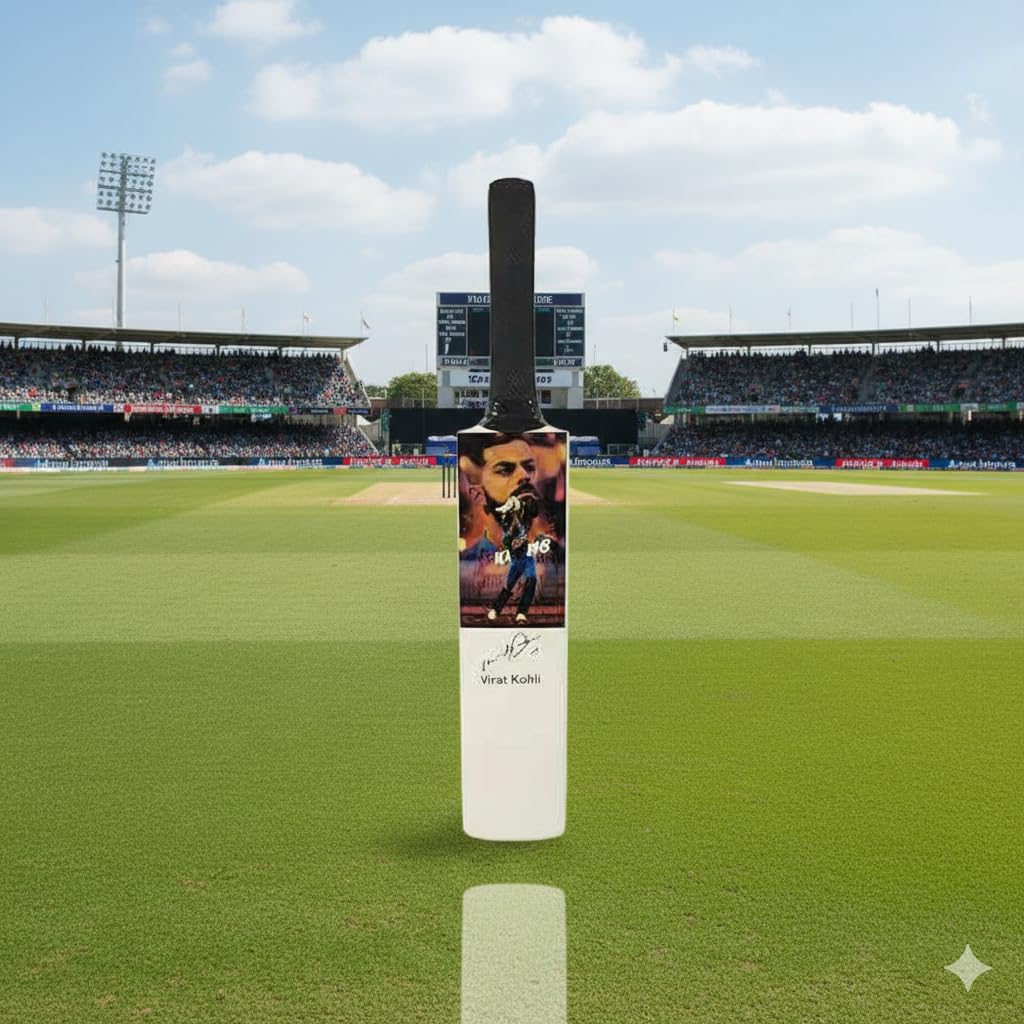 AEM Wood Virat Kohli Miniature Signature Cricket Bat With Photo Showpiece 12 Inch|Pack Of 1 3