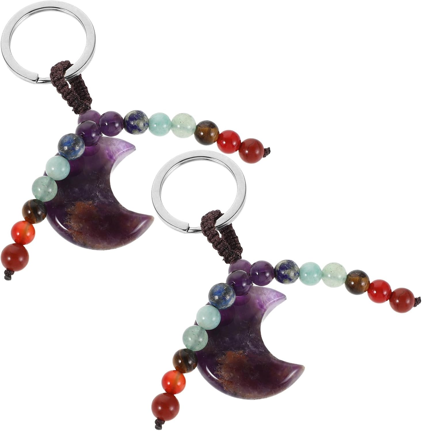 NUOBESTY 2pcs Crystal Moon with Metal Clasp Keychain Pendant for Women