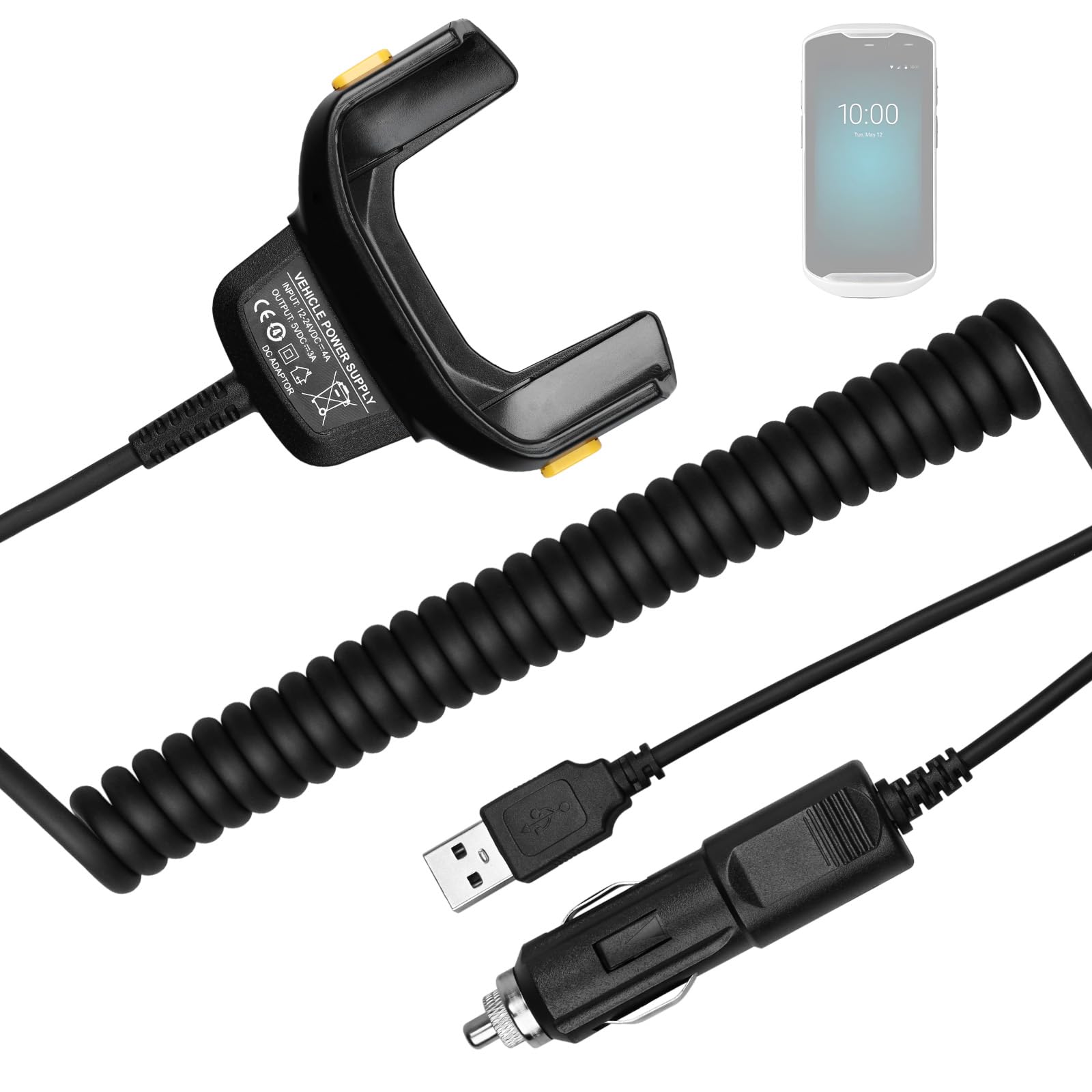 for Zebra Scanner TC51 Car Charger Cable: Data Transfer Cord for Zebra TC51 TC52 TC56 TC57 TC510 TC510K TC52X TC520L Quick Charge with 5.6ft Cable for PDA Handle Barcode Scanner