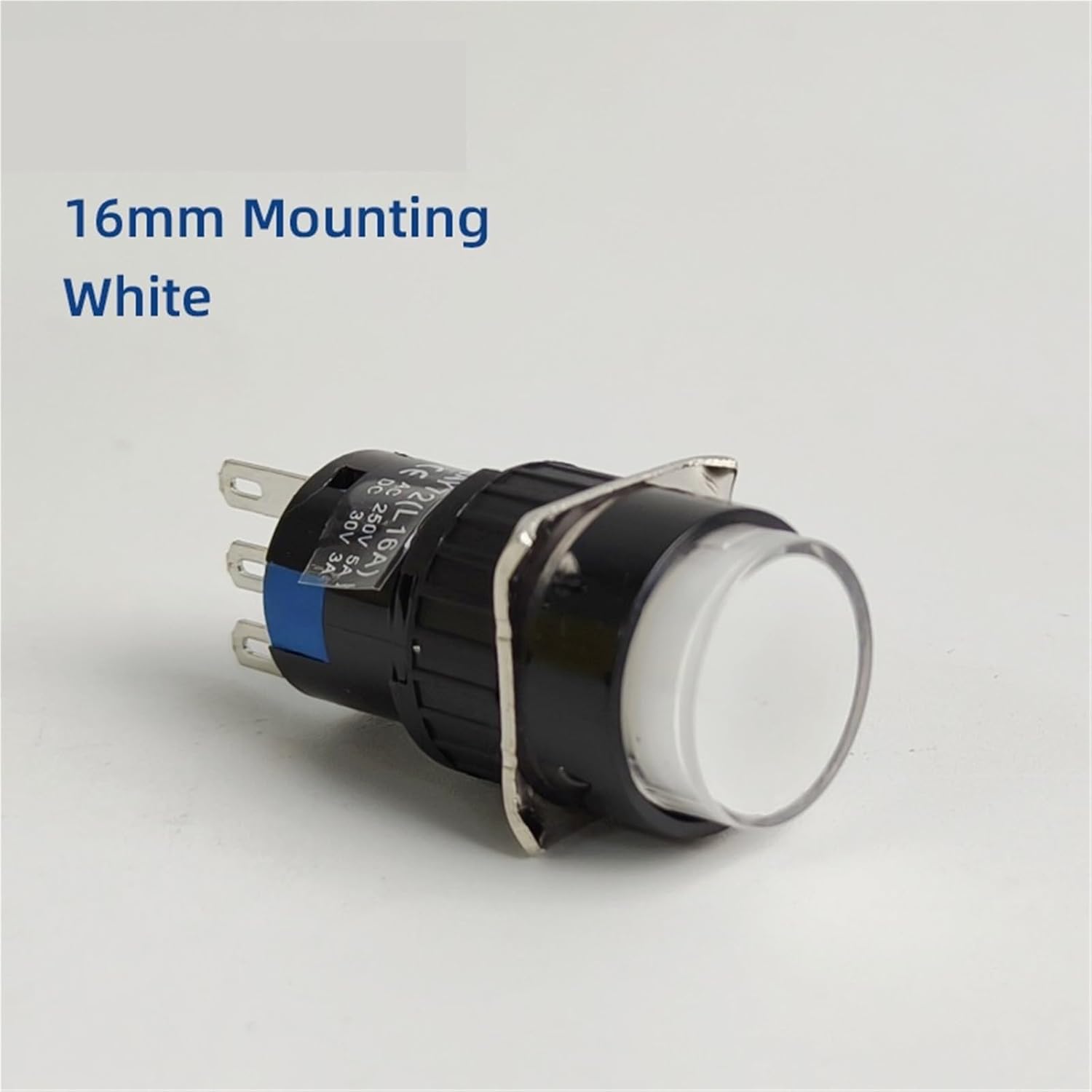 1NO 1NC Silver Contact LAY72 LA16 Momentary Reset Self Locking Circular Push Button Switch 16mm 5Pcs(White,5PCS_Reset MOMENTARY)