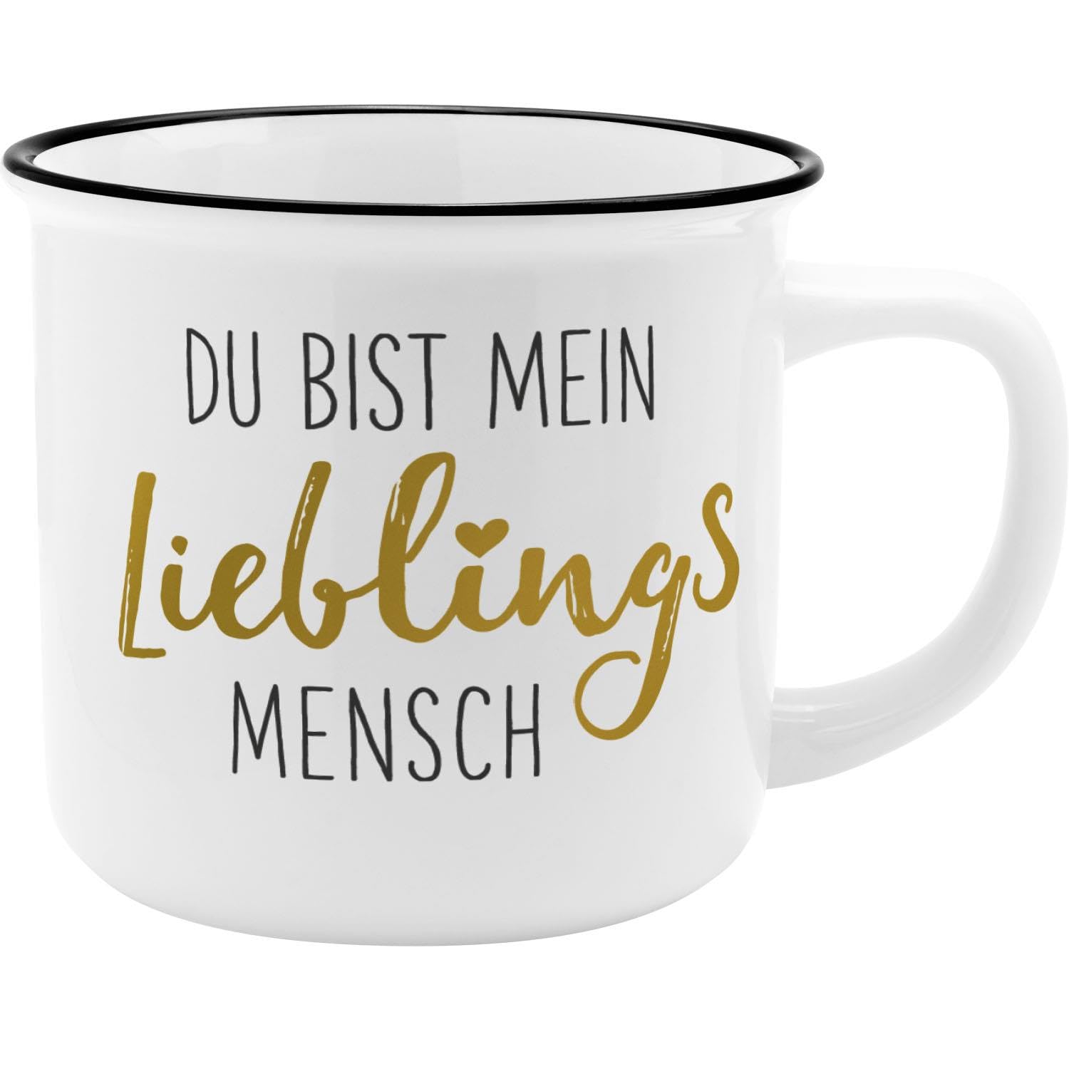 GRUSS & CO Mug Human | Bone China Porcelain Enamel Look 35 cl | Friendship Gift | 45772, Grey White