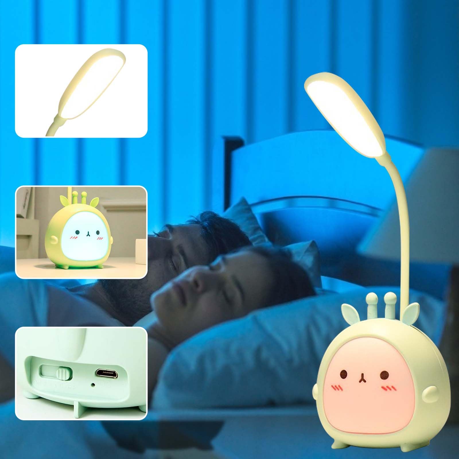 GOMETY LED Schreibtischlampe für Kinder, Nette Cartoon Schreibtischlampe, Wiederaufladbare USB Energiespar Augenschutz Leselampe, Dimmbare Tischlampe Kinder, Geschenk für Kinder Junge Mädchen Freudin