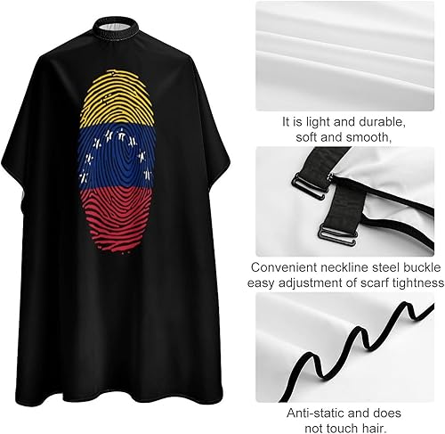 Miniatura 4 de Capa de corte de pelo impermeable con estampado de bandera de Venezuela, capa de corte de pelo de peluquería con cierre ajustable, capas de