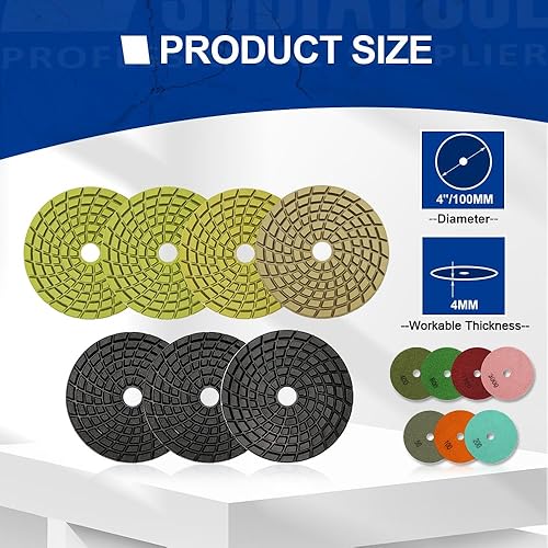Miniatura 9 de SHDIATOOL Almohadillas de pulido de diamante de 4 pulgadas para concreto grano pulido húmedo 400 (paquete de 12)