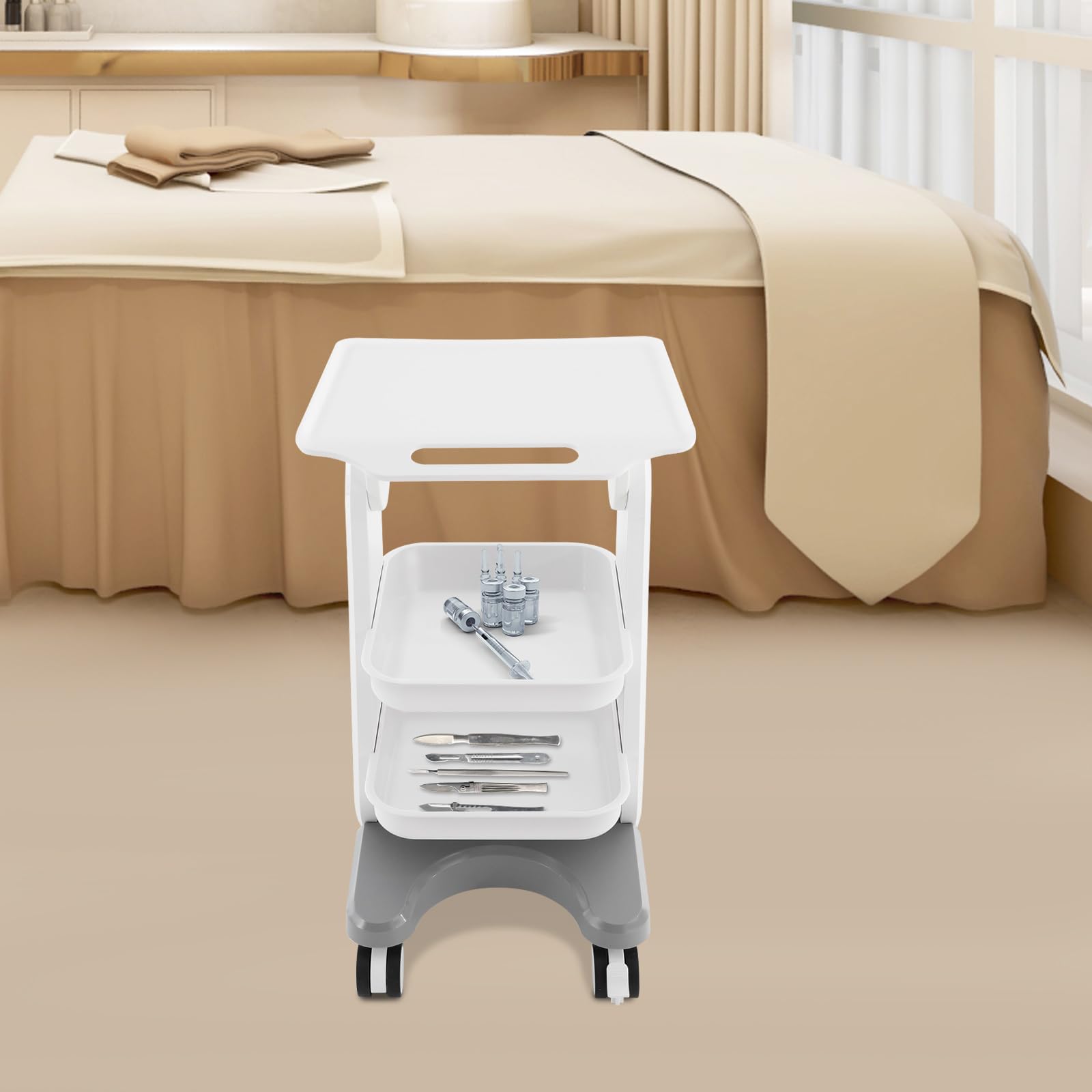 Carrello medico, carrello portaoggetti, per saloni di bellezza, carrello per strumenti di bellezza, carrello cosmetico, carrello da tavolo per strumenti di bellezza, adatto per laboratori e cliniche