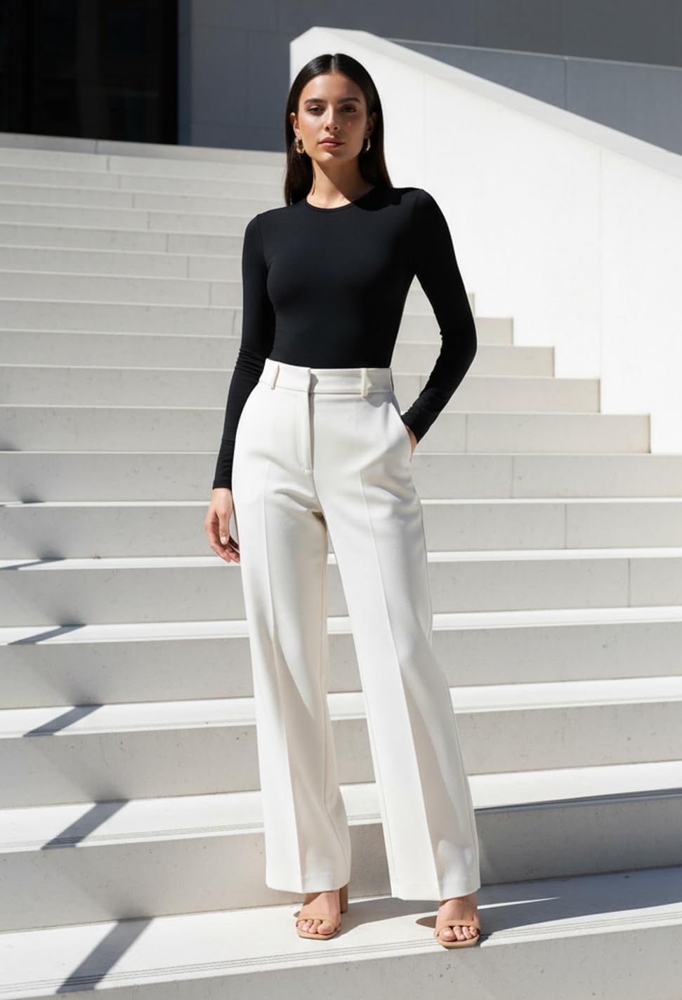 Sunzel Long Sleeve T Shirts for Women with Crew Neck, Double Lined Tops Slim Fit Basic Tee, Casual Undershirt Outfits - Image 2