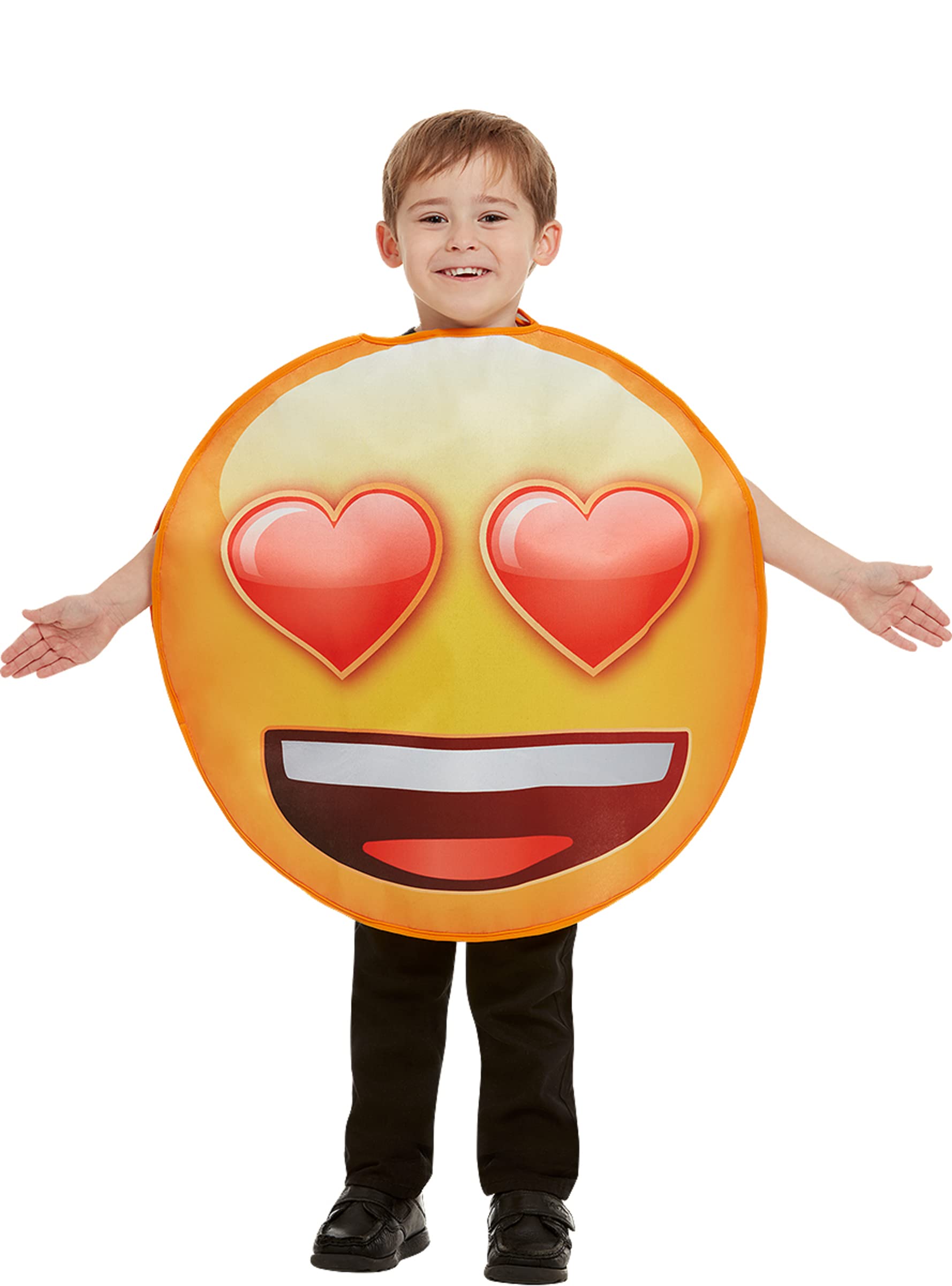 Funidelia | Disfraz de Emoji sonriente con ojos de corazón para niño y niña Emoticono - Disfraz para niños y divertidos accesorios para Fiestas, Carnaval y Halloween - Talla 6-12 años - Amarillo