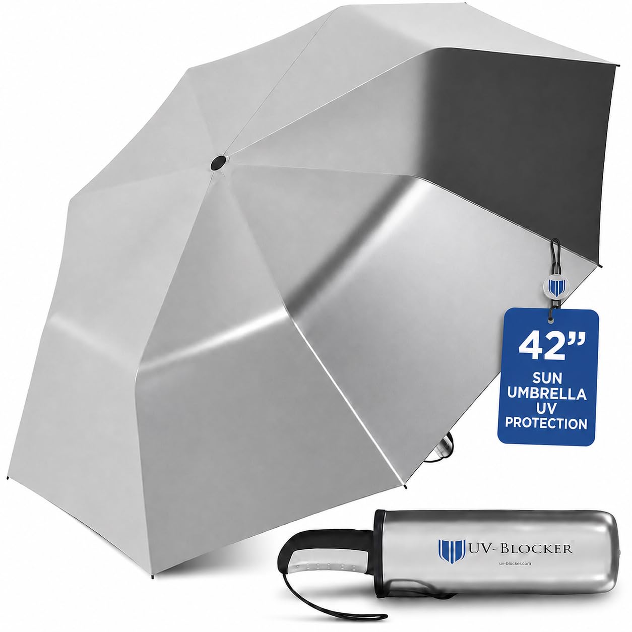 UV-Blocker Sun Umbrella UV Protection Travel Sun Protection - Auto Open, Windproof Sun Umbrella with 55+ UPF, UV Protection