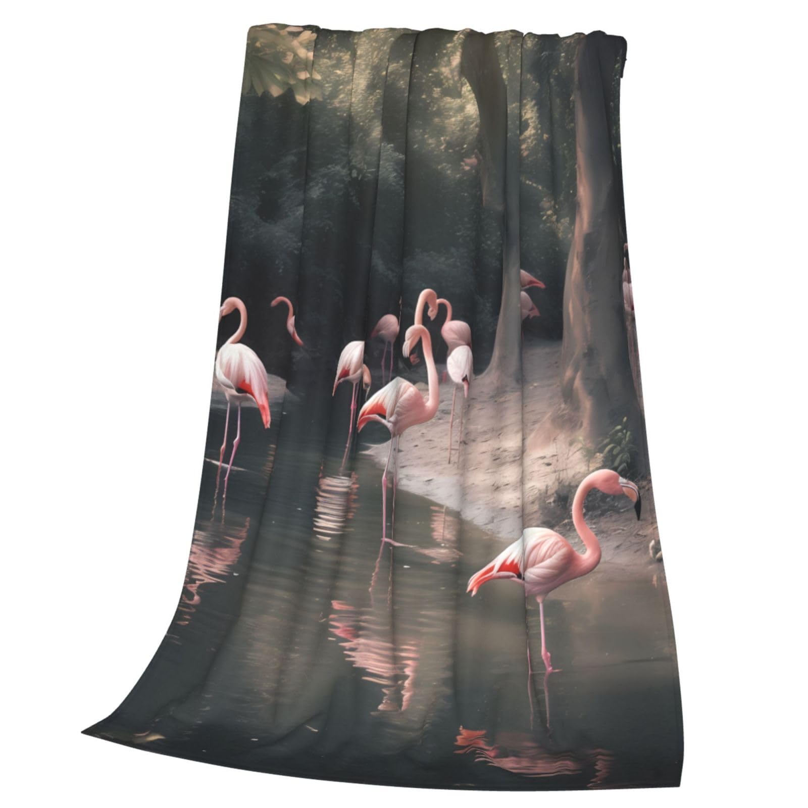 Couverture flamant rose en flanelle de microfibre légère pour canapé toutes saisons