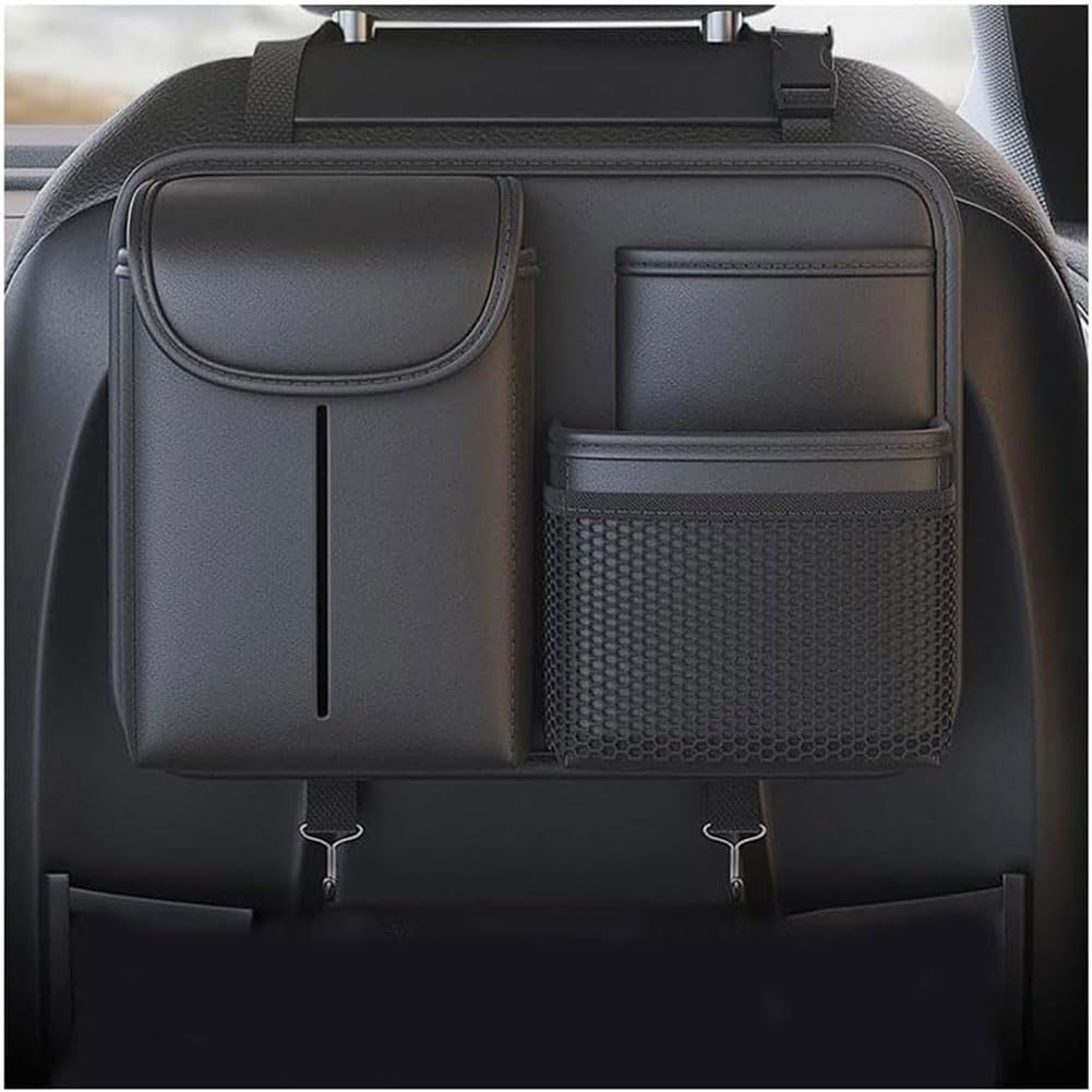 Auto-Rücksitz-Organizer Für Jeep Cherokee Compass Commander, Aufbewahrungstasche für den Rückenlehnenschutz aus Pu-Leder mit faltbarem Tablettzubehör,A/Black