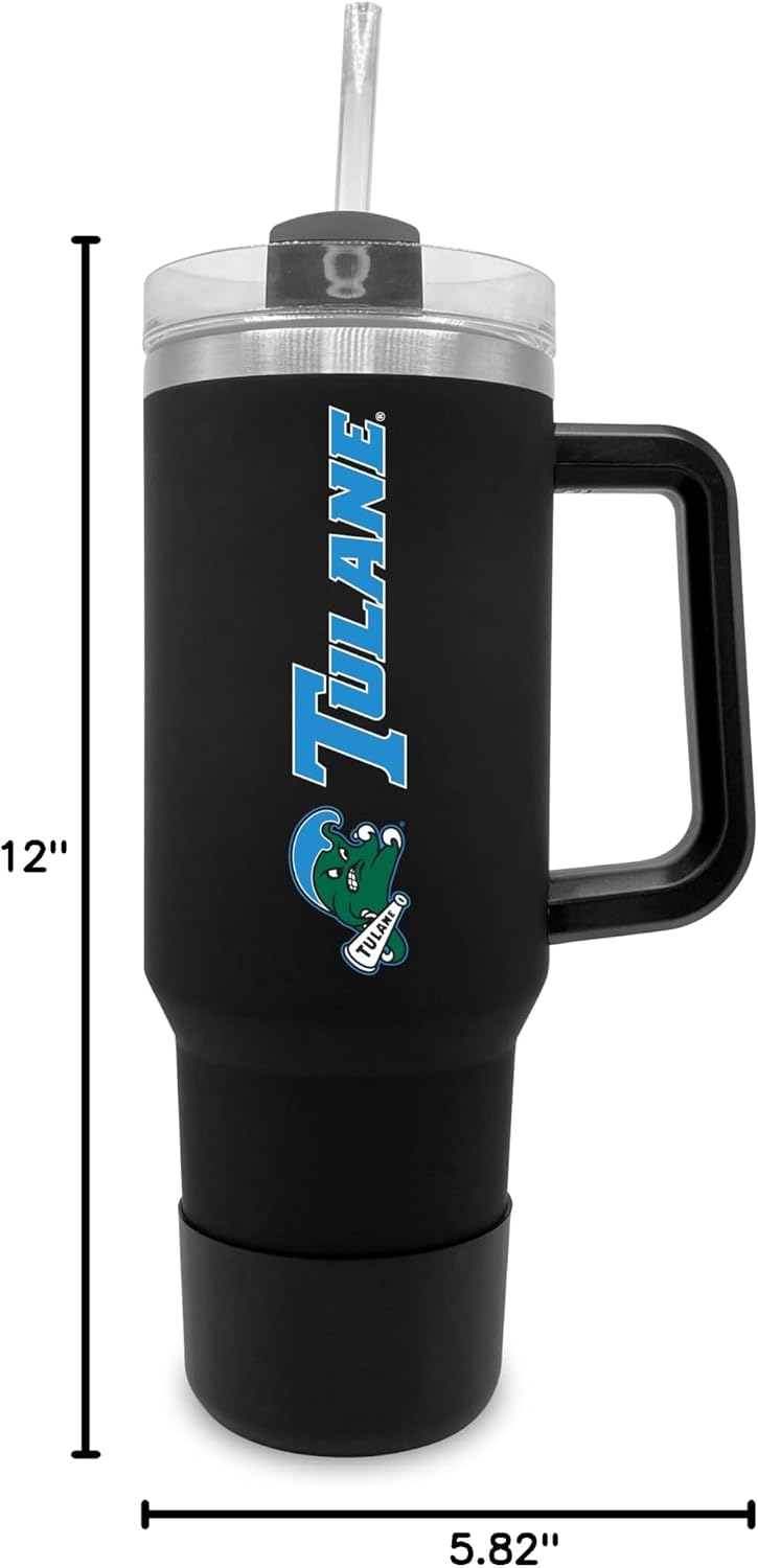 The Fanatic Group Tulane University 40oz. Tumbler with Handle and Straw - Black