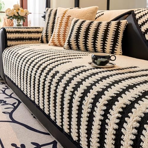 Housse de coussin chenille noir 45x45 cm pour canapé sectionnel