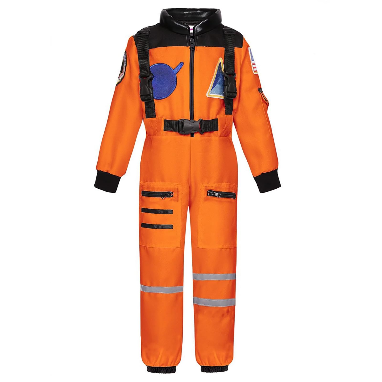 Cexiakong Astronaut Costume Children's Space Vintage Astronaut Outfit Child with Belt Girls Boys Jumpsuit Space Costume Pilot Jumpsuit for Cosplay Theme Party Fancy Dress Costumes, O Orange, XL