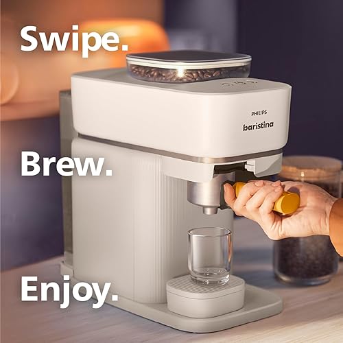 Miniatura 9 de Philips Baristina Espresso Machine - Espresso real, hecho simple. Cafetera compacta, blanco natural con portafiltro blanco, presión de bomba de 16