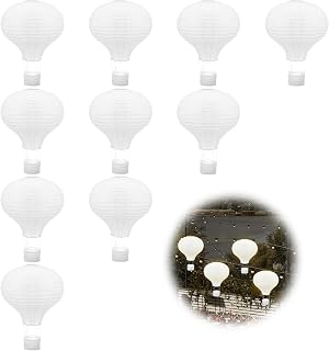 10 Pack 12 Inch White Paper Lanterns, Classic Hot Air Balloon Design, Large Hanging Round Paper Lanterns for Wedding Birthday Baby Shower Party Decorations DIY Craft Home Classroom Decor