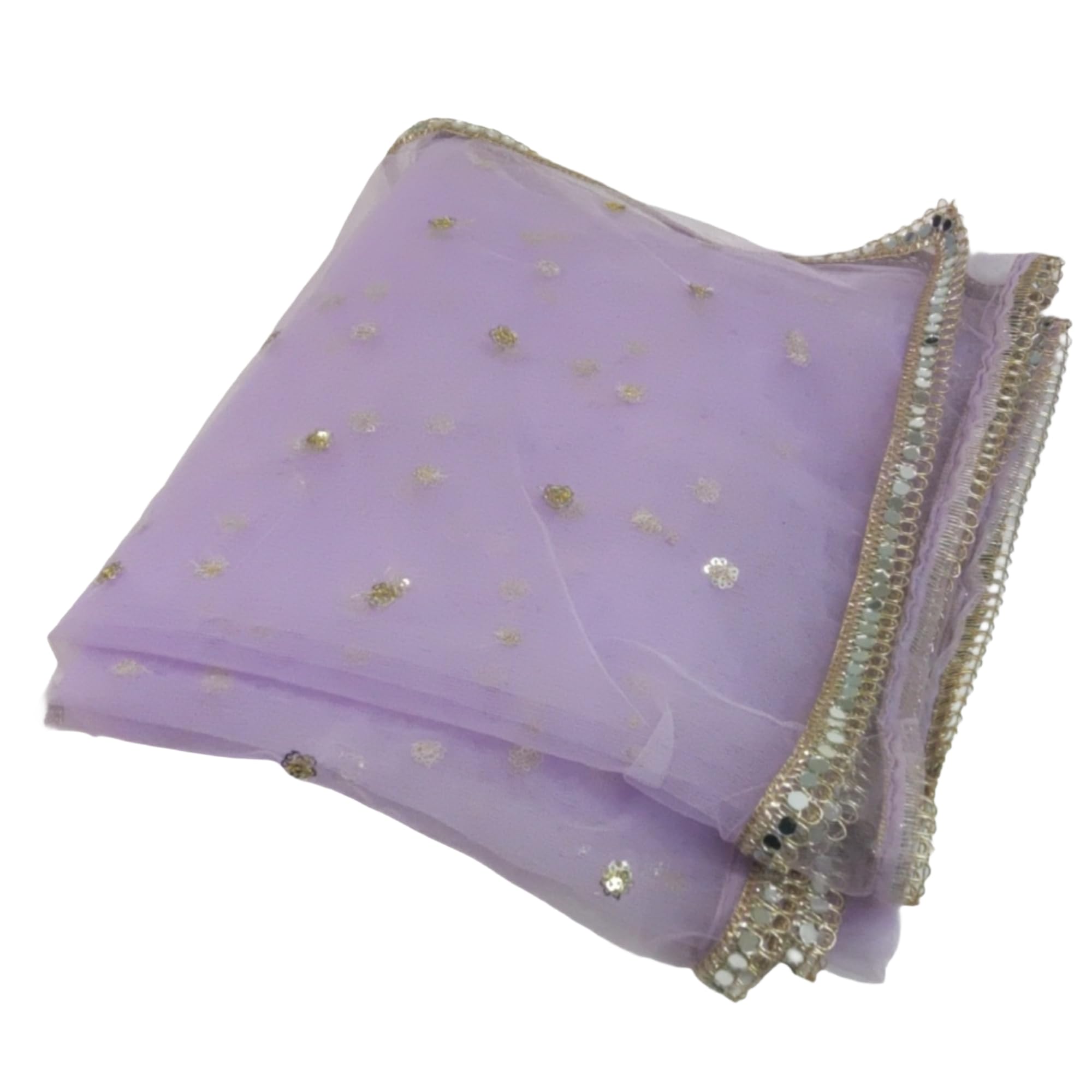 Designer Embellished Net Dupatta for Women with Sequin & Gold Lace Border-picture-13