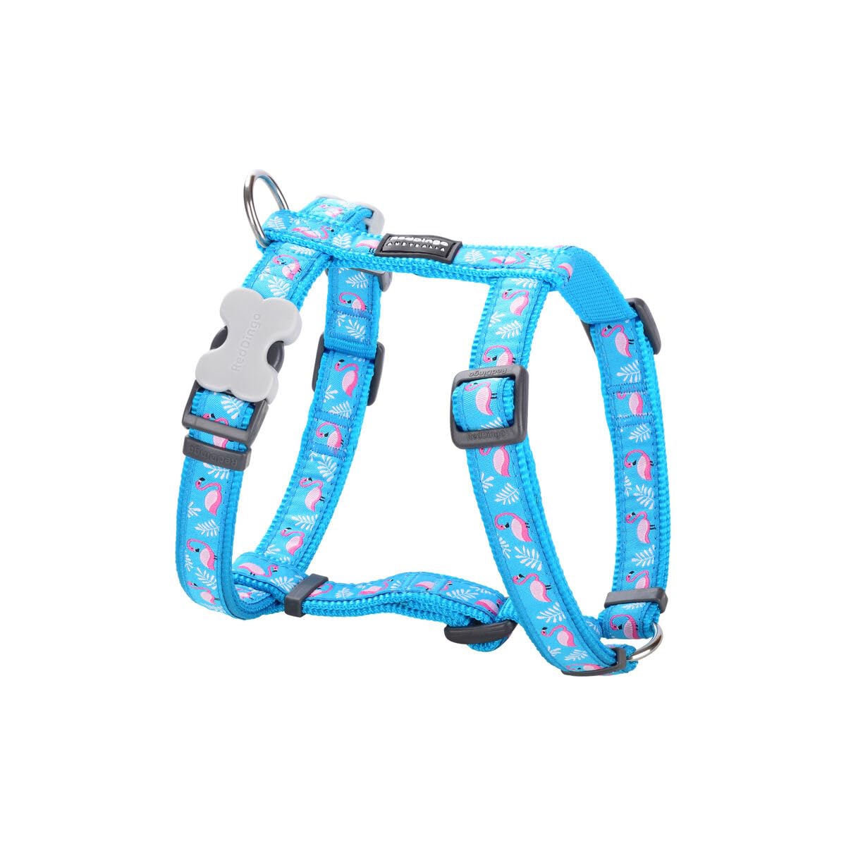 Harnais turquoise Red Dingo Flamingo imprimé original pour chien chic