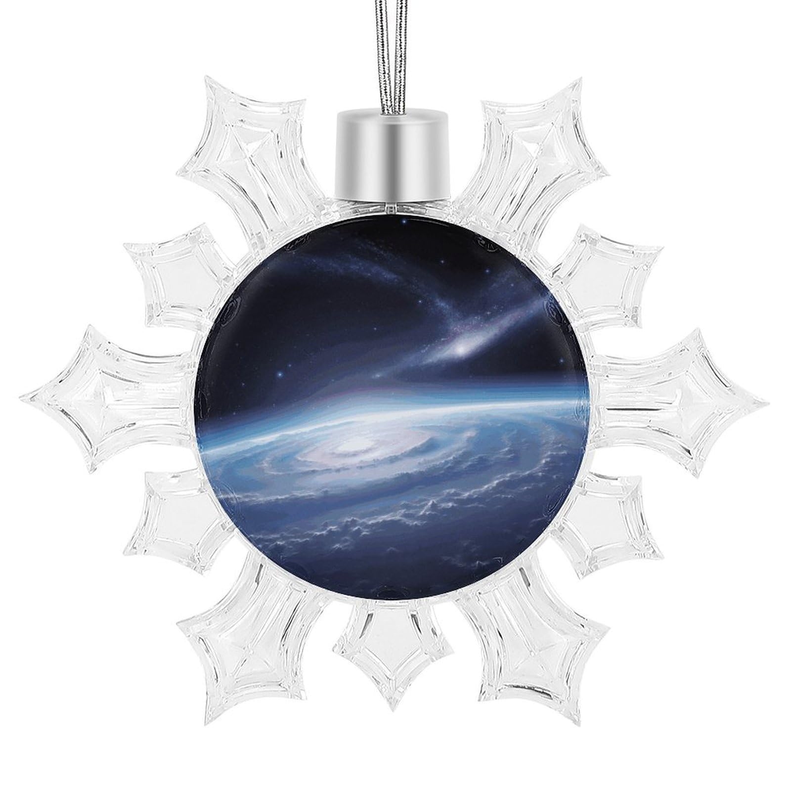Space Photo Snowflake Ornaments Cute Snowflake Pendant Exquisite Christmas Tree Ornaments for Christmas Weddings New Year Birthday Holiday Celebration