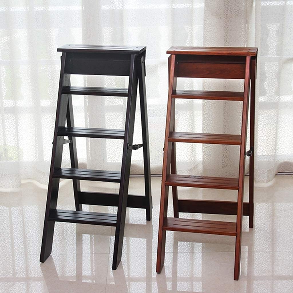 Escalera de madera plegable para uso en interiores, almacenamiento multifuncional y estante de flores, ideal para el hogar y la biblioteca