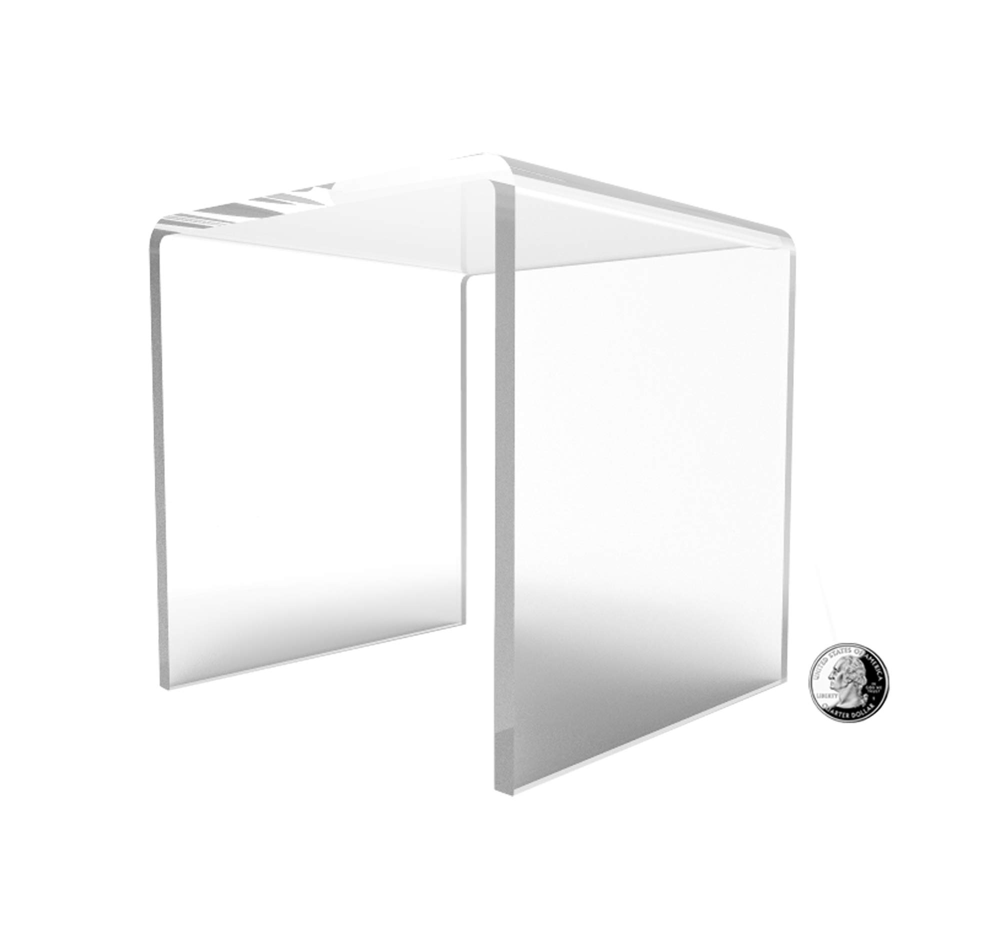 FixtureDisplays® One Riser Combo 6" Cube 3-Sided Clear Plexiglass Pedestal Lucite Acrylic Display Risers Jewelry Showcase Fixtures - 1/8" Thick 16905-