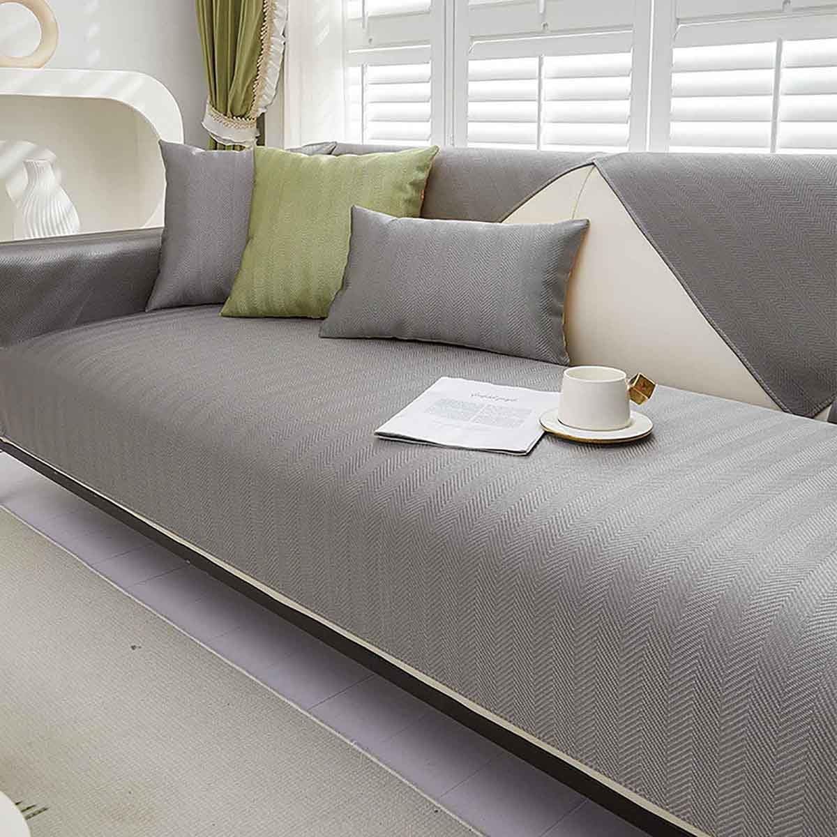 Cooling Sofa Cover with Anti-Slip Backing, Summer Full Coverage Couch Protector Cover, Pet-Friendly Machine Washable Furniture Stain Water Resistant Sofa Slipcover