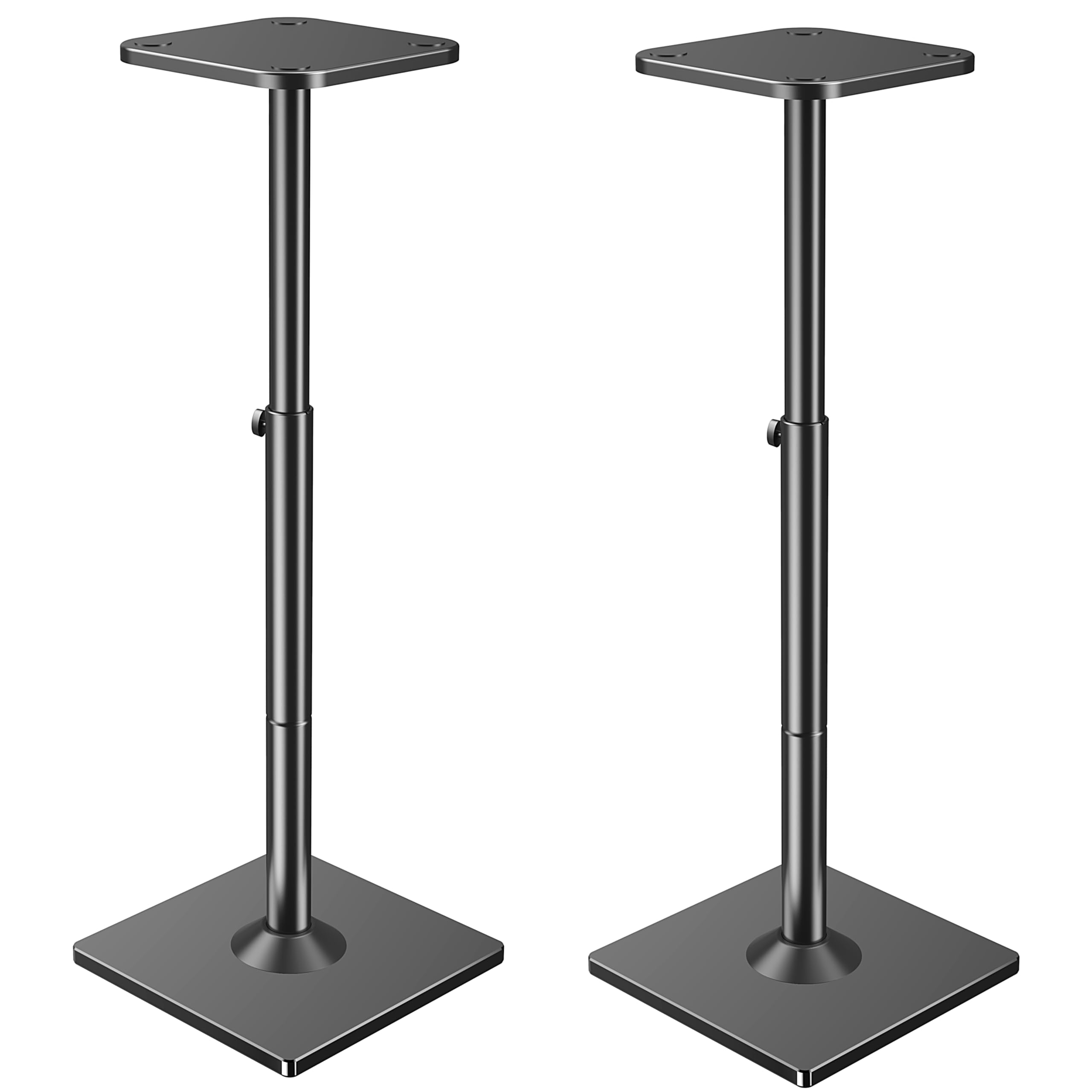 ELIVED 1 paire de supports universels pour haut-parleurs d'étagère - Hauteur réglable jusqu'à 95 cm - Avec socle en verre et canal de câbles interne - Capacité de charge de 10 kg - Noir