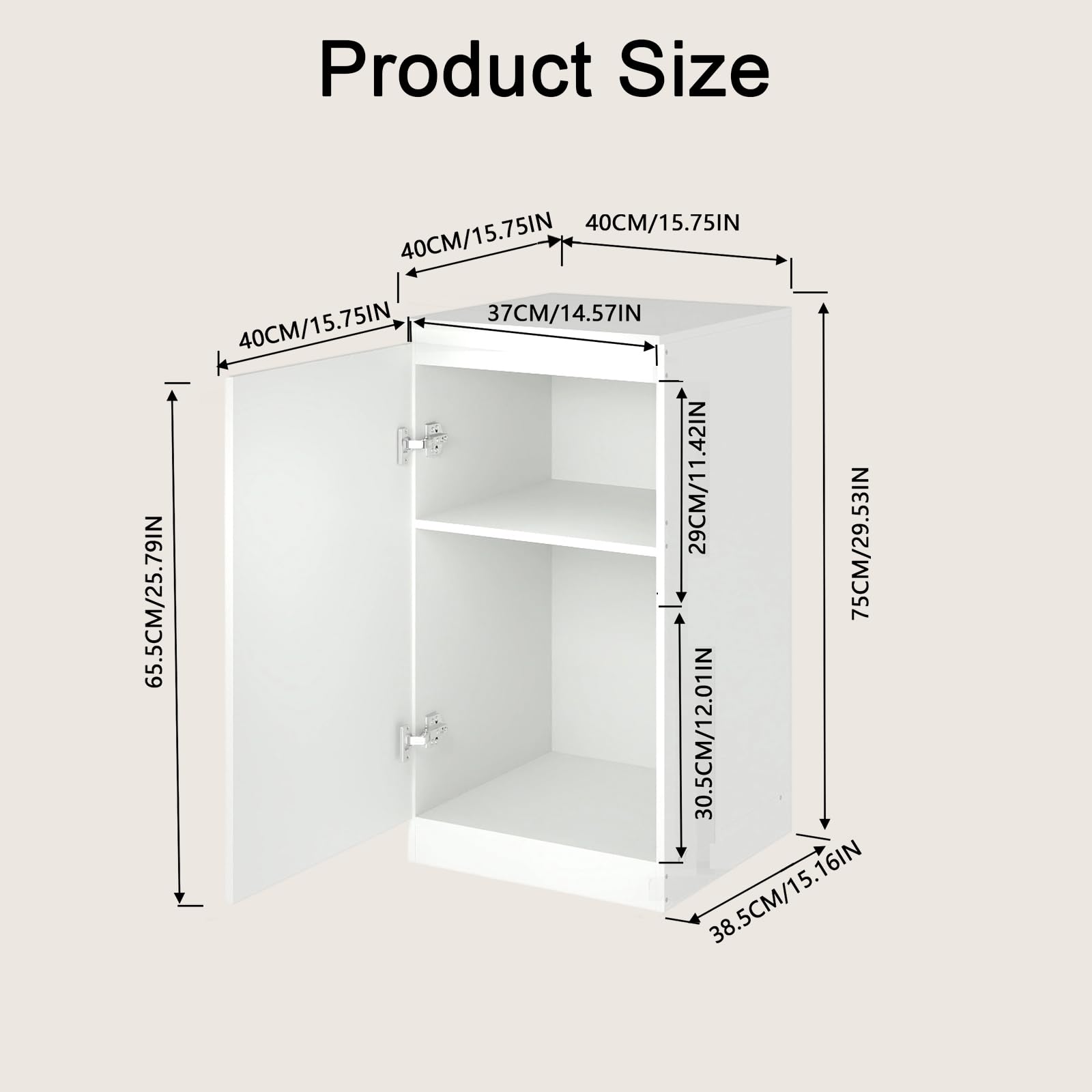 Cassettiera, Mobile di Ripostiglio con 1 Anta, Larghezza 40 cm, Per Soggiorni, Camere da Letto, Camere dei Bambini e Uffici. Bianco, 40 cm x 40 cm x 75 cm