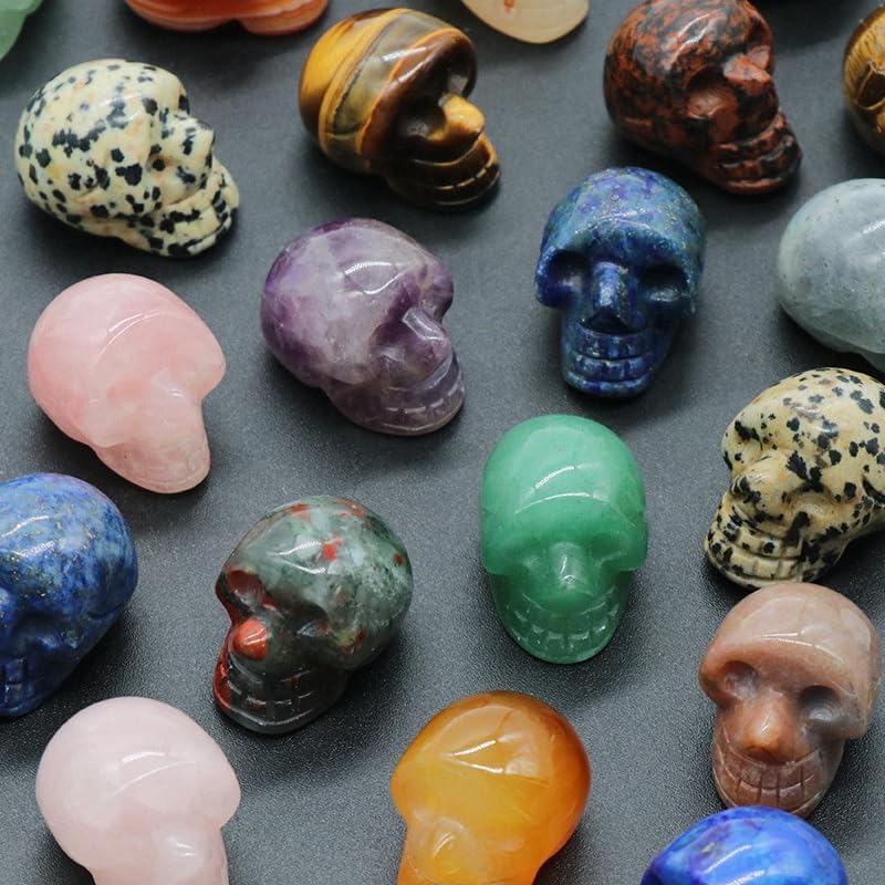 Lumisoul Natural Crystal Agate Skull Carvings – No Hole Mini Gemstone Skulls for Halloween DIY Crafts & Gothic Jewelry Making image 5