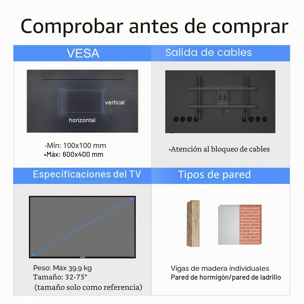 suptek Soporte TV de Pared con Brazo Largo de 101cm: Soporte Monobrazo para Esquina, 32-75 Pulgadas, Giro de 90° e Inclinación, VESA 600x400, Carga 40kg, MA1075L