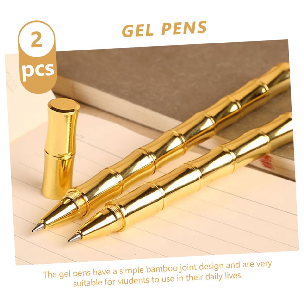 4 Ensembles Stylo Signature Neutre En Bambou Stylos Stylo À Bille Décoratif Sign Pen D'affaires Créatifs Fournitures De Bureau Laiton Golden 2 Pièces * 4