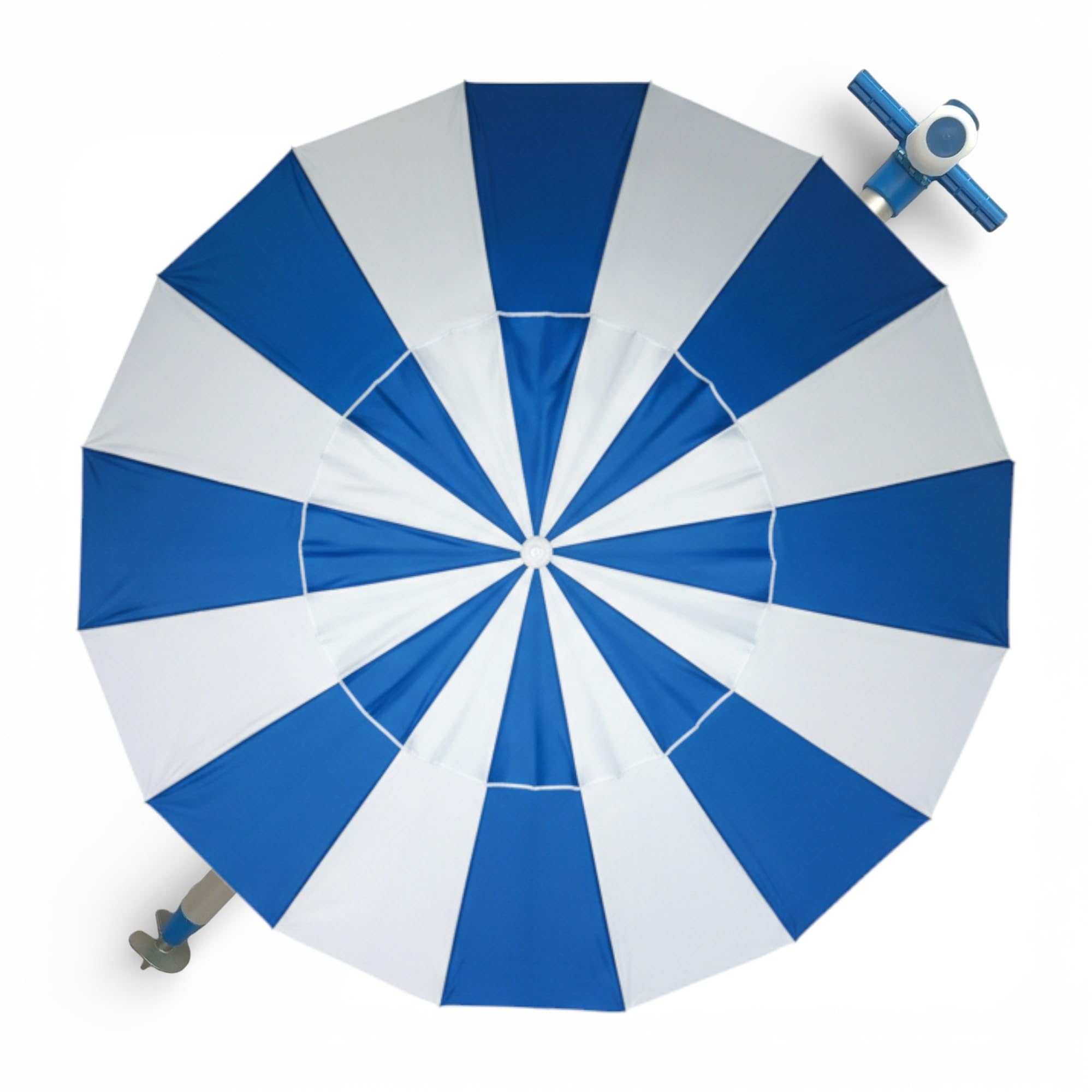 PINCHO Parasol Plage Anti UV 240 cm Inclinable avec Sac de Transport, Toile Oxford, Aluminium Léger, 16 Baleines Fibre de Verre, Piquet d’Ancrage, Fenêtre de Ventilation, Protection Solaire UV50