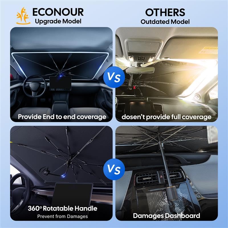 Image of EcoNour Foldable Windshield Sun Shade & Window Tint Fit for 2011-2016 2017 2018 Volkswagen Jetta Sunshade, Front Car Window Shades Sun Visor, UV Protection, Heat Blocker, Car Accessories