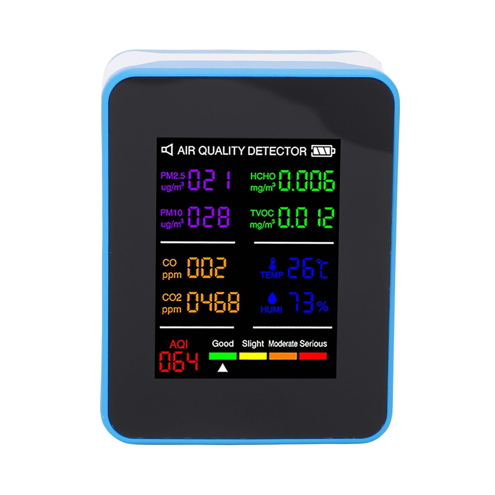 Fdit Monitor della qualità dell'Aria Tester per Interni 10 in 1 CO2/TVOC/HCHO per Funzionamento Tramite App con Display TFT per Ufficio Domestico (#1)