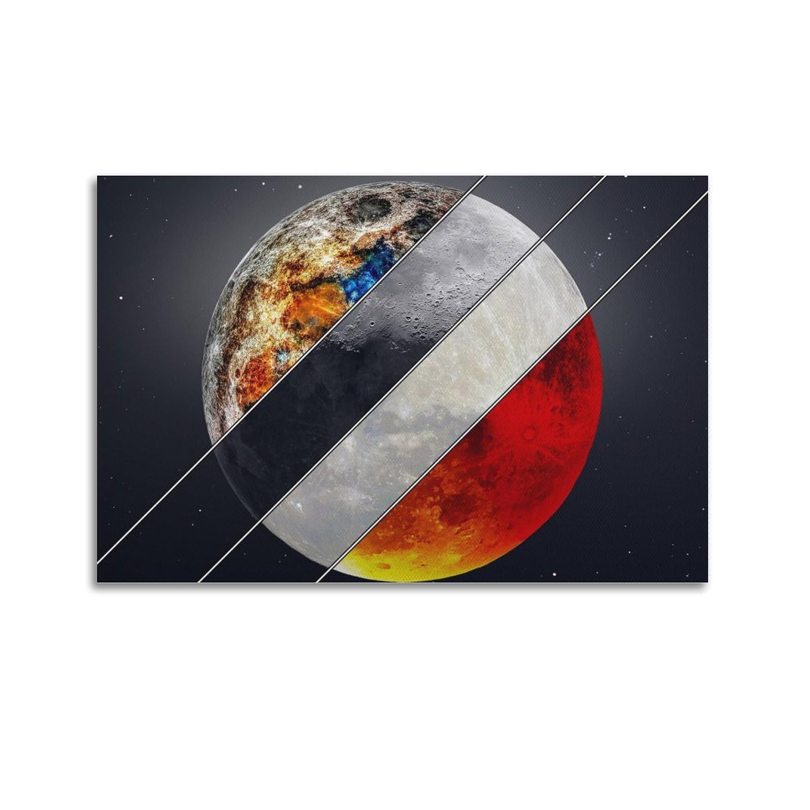 OKAHYS Mineral Moon Supermoon Planet Space Poster Decorative Painting Canvas Wall Artworks Picture 24x36inch(60x90cm)