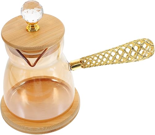 Elegante cafetera esmaltada dorada estilo vintage para hacer té de café turco disponible en Yaxa Guatemala