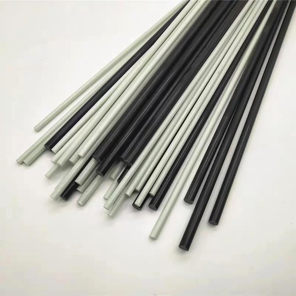 Pali in fibra di vetro ad alta resistenza for ombrelloni e supporto for piante - 10 pezzi 500 mm, diametro 0,8-10 mm, nero/bianco(Black,10pcs 10.0x500mm)