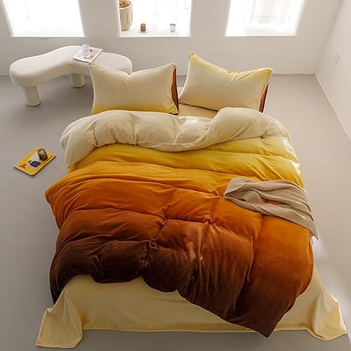 Wellboo Juego de edredón de terciopelo color naranja degradado, tamaño Queen, edredón de terciopelo amarillo y naranja, edredón moderno de franela disponible en Yaxa Costa Rica