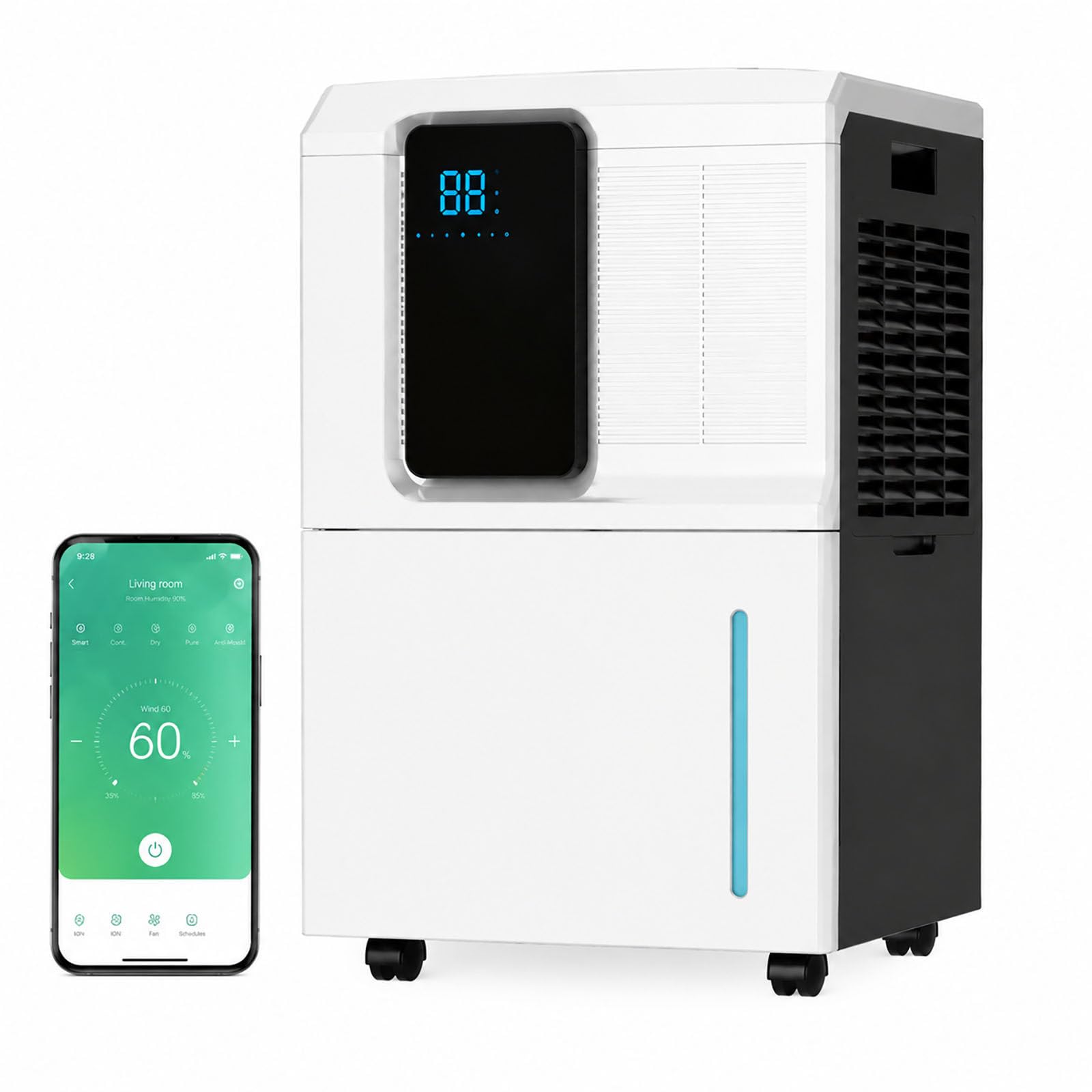 Deumidificatore d'Aria Elettrico ad Alta capacità Tuya 65 l/Giorno, con connessione Wi-Fi/App, Grande Volume d'Aria, Ideale per Ville, scantinati e Ampi soggiorni.